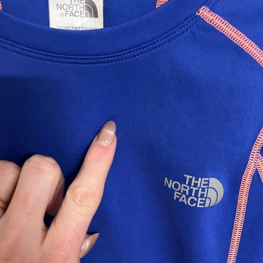 The North Face Royal Blue T-Shirt with Pink Stitching - Picture 2 of 9
